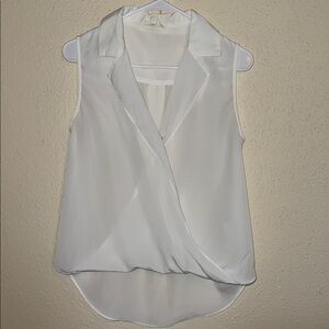 Women's White Sleeveless Surplice Camisole